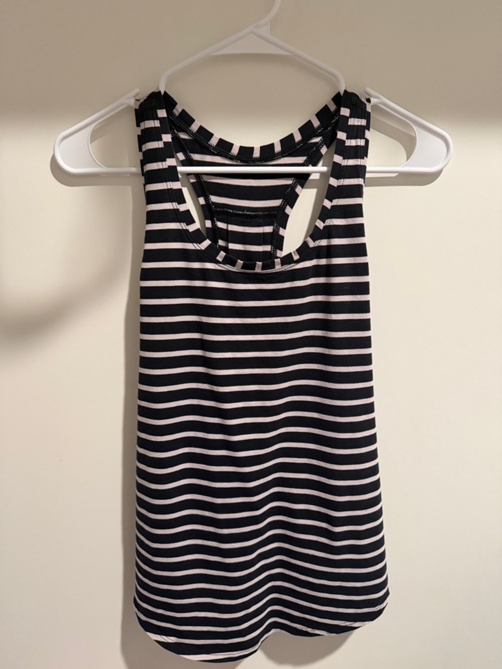 lululemon athletica Black and White Striped Racerback Tank